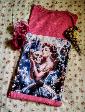 Death to the Fairytales Gothic Fantasy Art Shirt Pink Acid Wash | Dark Romantic